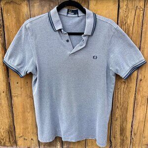 Fred Perry Polo Shirt Men M Blue Slim Fit Tennis Casual Very good condition